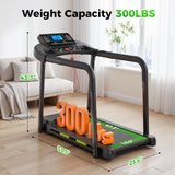 Lastforever Walking Treadmill with Extra-Long Safety Handrails,Senior Treadmills for Home, Home Recovery Fitness Exercise Machine for Elder, 310 lbs Capacity, 16.5'' Wider Running Belt