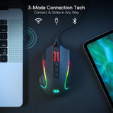 Wireless Optical Mouse with 9 Programmable Buttons & 7 Backlit Modes, BT & 2.4G Wireless