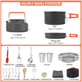 20Pcs Camping Cookware Mess Kit, Non-Stick Lightweight Camping Pots and Pans JUSFANE