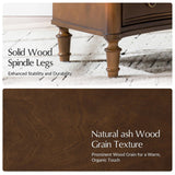 HULALA HOME 3 Drawer End Tables Set of 2 with Charging Station, 26" Wide Endtables with Solid Wood Legs and Curved Profile, Classic Side Tables for Living Room, Walnut
