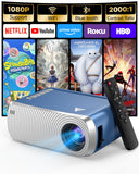 Mini Projector with WiFi and Bluetooth, Portable Movie Projector for iPhone, 1080P Supports with 3W Speaker, for Outdoor Home Theater, Compatible with iOS/Android/PC/TV Stick/HDMI