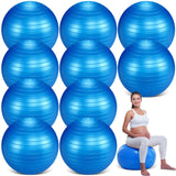 Hungdao 10 Pack 22 Inch Heavy Duty Exercise Balls Inflatable Pregnancy Yoga Pilates & Fitness Ball for Stretching Balance Therapy and Physical Fitness (Blue)