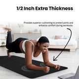 Gogokiwi Extra Wide Yoga Mat for Men Women (72"L x 36"W x 1/2" Thick) Non Slip Fitness & Exercise Mat with Alignment Marks for Yoga, Pilates, Stretch & Floor Workouts GoGoKIWI