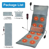 KOCASO Full Body Massage Mat with Heat with Inflatable Head Pillow Electric Vibration Massage Pad Back Massager for Chair 10 Motors 9 Modes 3 Heat Levels Lumbar Pillow for Women Men Home Office Gift