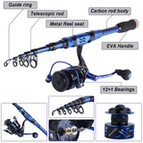 Sougayilang Spinning Fishing Rod Reel Combos,Portable Telescopic Fishing Pole,12+1 Ultra Smooth Spinning reels for Travel Saltwater Freshwater Fishing Sougayilang