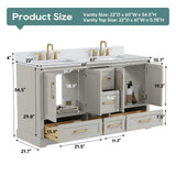 DELUXE LIVING 60 Inch Bathroom Vanity with Double Sink Combo, Greige