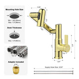 Lefton Rotatable Bathroom Faucet with Temperature Display in Fahrenheit (Batteries-Free), 3 Water Outlet Modes, Polished Gold, BF2204-5