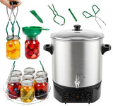 24.5QT Electric Water Bath Canner w/Drain Tap,Digital Control & 7pc Canning Kit:Jar Lifter, Funnel,Debubbler,Jar Wrench,Lid Lifter,Tongs,Adj Temp/Timer for Canning,Cooking,Beverages
