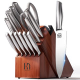 KnifeSaga Knife Set Premium, Japanese High Carbon Stainless Steel 14 Pcs Kitchen Knives Block Set with Built-in Sharpener and Wood Block