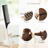 AIMIKE Hair Brush Set, Nano Thermal Ceramic & Ionic Tech Round Barrel Brush with Boar Bristles for Blow Drying, Enhance Texture for Styling, Curling and Shine, Includes 1 Tail Comb + 4 Hair Clips