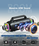 Portable Bluetooth Speaker, 80W Peak, IPX7 Waterproof, Loud with HD Sound, DSP&Outdoor Bass, RGB Lights, Wireless Stereo Pairing, USB/TF/AUX Support - Ideal Boombox Subwoofer for Party/Camping/Beach Ortizan