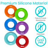 Vive Hand Strengthener Grip Ring (6 Pack) - Forearm Ring Hand Exercisers - Silicone Squeezer Gripper for Muscle Strengthening Training Tool - Arthritis Finger Physical Therapy PT Kit Trainer Vive