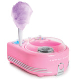 Nostalgia Cotton Candy Machine - Retro Cotton Candy Machine for Kids with 3 Built In Bowls for Hard Candy or Flossing Sugar Storage - 2 Reusable Cones, 1 Sugar Scoop, and 1 Extractor Head – Pink
