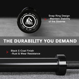 LIONSCOOL 7ft Olympic Barbell (Black E-coating, 1000LBS, No Center Knurl)