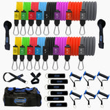 Bodylastics Pro Series Resistance Band Set-Resistance Bands, Handles, Ankle Straps, Door Anchor, Carry Bag Heavy-Duty Exercise Bands and Snap Reduction Tech (3-1120 Lbs Set Assorted)