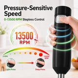 Cordless Immersion Hand Blender (Stick Blender) – Smooth, Controlled Blending for Everyday Cooking, 12V Brushless Motor, Pressure-Sensitive Variable Speed, USB-C Rechargeable, Easy-Clean (Black)