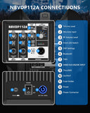 NBVOICE NBVDP112A 1600W Powered 12” PA Speaker with 2-Channel Mixer, Bluetooth Streaming & Wireless Stereo Linking