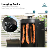 MFSTUDIO Vertical Offset Smoker Charcoal Grill,Extra Large BBQ Barrel Grills and Drum Smoker Combo with hanging racks and 5 removable grates