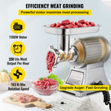VEVOR Commercial Meat Grinder, 550LB/h 1100W Electric Meat Mincer, ETL Approved Heavy Duty Industrial Meat Mincer Machine