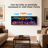 R.W.FLAME 50" Recessed and Wall Mounted Smart Electric Fireplace, Alexa/WiFi Enabled, APP Control with Multiple Sound Modes, Adjustable Flame Colors and Speed, Available with Log & Crystal Options