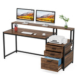 Tribesigns 63 Inch Computer Desk with File Drawer Cabinet, Ergonomic Desk