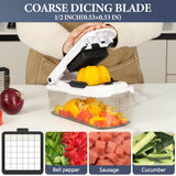 Ourokhome Chopper Vegetable Cutter with Container, Manual Hand Food Onion Dicer with 2 Chopping Blades (2 in 1, White)