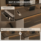 kmnub 70.9 in Modern LED Solid Wood Executive Desk with Storage