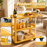XCX 3 Tier Metal Utility Rolling Cart with Wheels, Yellow