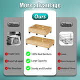 WISUCART Wood Under Bed Storage Containers Underbed Organizer with Wheels Sturdy Wood Rolling Under Bed Shoe Storage Organizer 2 Packs (Nature, Large)