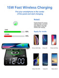 ELMWAY Alarm Clock with Lamp, Wireless Charging, USB-C & USB Ports, AC Outlets, Bedside Digital Clock Charging Station with Night Light, Loud Dual Alarm for Heavy Sleepers, Kids, Teens & Adults