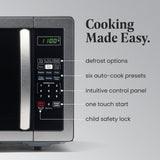 Farberware 1.1 Cu. Ft. Countertop Microwave Oven – 1000 Watts Power, Auto Cook Settings, Defrost, Easy Clean and Child Safety Lock - Stainless