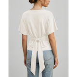 SeeLuNa Women Cinched Waist Shirts Stretchy Dolman Sleeve Boat Neck Knit Top Trendy Streetwear Outfits Basic Workout Tee Tops(Cream,S)