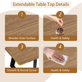 ZckyCine Extendable Dining Table Set for 6, 51–67 Inch Modern Dining Table with 6 PU Leather Chairs, Light Walnut Rectangular Expandable Kitchen Table with Metal Legs