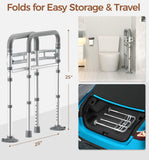Soundfuse Toilet Safety Rails for Seniors, Adjustable Toilet Handles for Elderly and Disabled, Foldable Handicap Toilet Safety Frame Fit Any Toilets (350 LB)