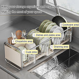 STCERY Modern Dish Drying Rack with Drainboard, Countertop Dish Rack, Kitchen Organization, Intelligent Drainage Structure, Used for Drying Bowls, Plates and Cups(White)