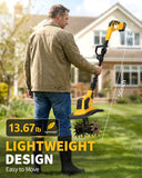 21V Cordless Tiller Cultivator, Battery Powered Tiller for Gardening with 2 x 3.0Ah Batteries & Charger, 9" Width, 6.7" Depth, Lightweight Rototiller for Raised Beds and Soil Preparation