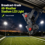 Junbpaw Stadium Lights Outdoor LED 160LM/W, 48000 Lumen Stadium Flood Light 5000K 300W Commercial Arena Field Lighting Security IP67 Waterproof Exterior Floodlight for Yard, Sport, and Court