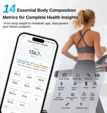 GE Scale for Body Weight: Body Fat, BMI, Muscle Mass, Smart Bathroom Scales with 14 Body Composition Metrics with Large Display, Accurate Bluetooth Weighing Machine with Fitness App, 400 lbs, White