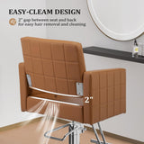 mefeir Camel Barber Chair Hair Salon Chair with Heavy Duty Hydraulic Pump, Square Base, Stainless Steel Footrest,Styling Chair for Beauty Spa Hairdressing Braiding