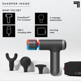 Sharper Image® Powerboost® Pro+ Hot & Cold Compact Deep Tissue Massage Gun - 6 Speed, 4 Attachments, Travel Case| Soothing Heat & Cold Therapy| Portable Lightweight Full Body Shoulder & Back Massager