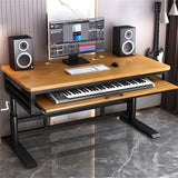 Adjustable Office Computer Desk with Cable Management & Keyboard Tray, Ideal for Workbench, Electronic Piano, and Music Production Studio