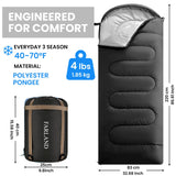 FARLAND Sleeping Bags for Adults, 3 Season Warm & Cool Weather, Lightweight Camping Sleeping Bag for Kids Family Camping Essentials with Compression Sack for Hiking