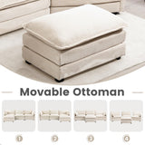 78'' Modular Sectional Cloud Couch with Movable Ottoman