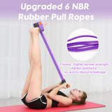 Hacole Resistance Bands with Handle, 6-Tube Elastic Foot Pedal Resistance Band, Natural Rubber Ankle Puller Sit-up Exercise, Multifunction Fitness Band for Abdomen