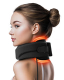 Qwnccet Heated Neck Brace Cervical Collar - Neck Support Brace with Heating Pad, Soft Foam Wraps Keep Vertebrae Stable and Aligned for Relief of Cervical Spine Pressure for Women & Men Black (L Size)