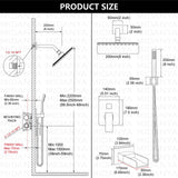 Midanya Rain Shower System Tub Shower Faucet Set Square Rainfall Waterfall Shower Head with Handheld Sprayer Tub Spout Combo Wall Mounted bathtub faucet set Rough-in Valve, 8 Inch Matte Black
