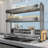 BEBANE Bold Stainless Steel Kitchen Sink Rack Dish Storage Sink Multifunctional Dish Drain Storage Rack,Dish Drying Rack Over The Sink,Dish Racks,Dish Rack Stainless Steel(Black 2,65cm/25.6in)