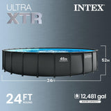 INTEX Ultra XTR 24 ft x 52 in Above Ground Pool Set, Round Swimming Pool with Steel Frame, 2100 GPH Sand Filter Pump, Ladder, Cover, & Ground Cloth