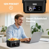 VASG 2026 Upgraded Cordless Heated Lunch Box for Adults, XXL 5.1-Cup Electric Lunch Box with 360° Surround Rapid Heating, 12000mAh Portable Food Warmer with Timer, LCD Display for Office & Car