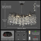 kvtinmty Modern Black Crystal Tree Branch Chandelier,14-Light 40" Black K9 Crystal Chandeliers for Living Room, Round Chandelier for Dining Room,High Ceiling,Kitchen Island,Foyer,Staircase
